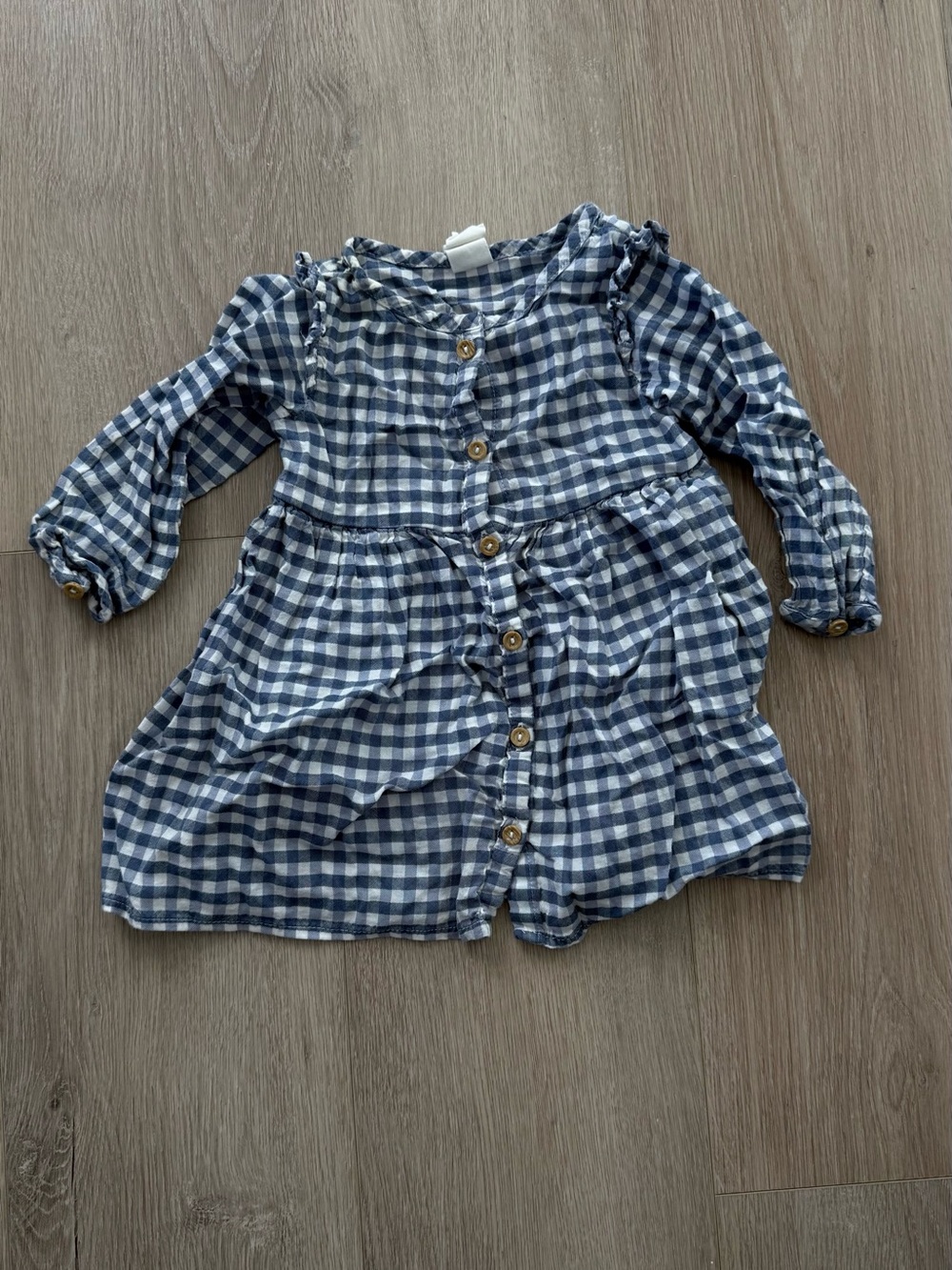 H&M Blue and White Gingham Button-Front Kids Dress